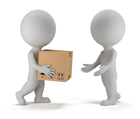 people warehouse freight - 3d small people deliver a parcel to another person. 3d image. Isolated white background. Foto de stock - Super Valor sin royalties y Suscripción, Código: 400-07115903