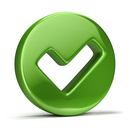 3d image. Green checkmark icon. Isolated white background. Foto de stock - Super Valor sin royalties y Suscripción, Código: 400-07115951