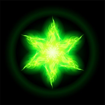 simsearch:400-07257318,k - Illustration of green fire hexagram star on black background. Fotografie stock - Microstock e Abbonamento, Codice: 400-07116155