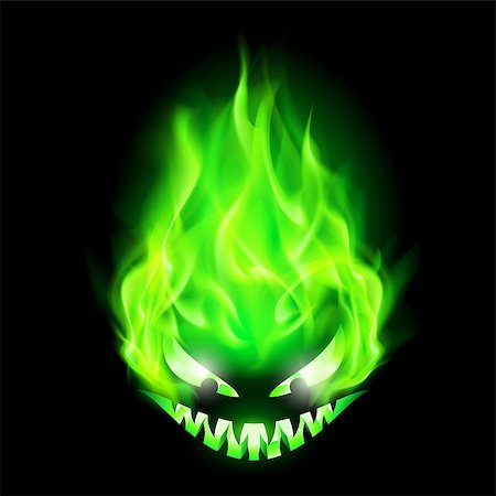 simsearch:400-07252716,k - Monster head blazing in green on black background. Fotografie stock - Microstock e Abbonamento, Codice: 400-07116168
