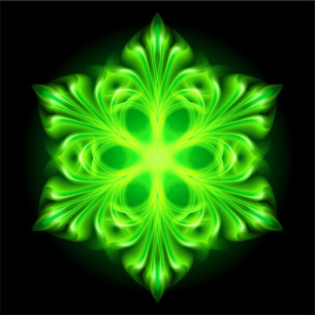 simsearch:400-07116156,k - Beautiful green fire snowflake on black background. Photographie de stock - Aubaine LD & Abonnement, Code: 400-07116172