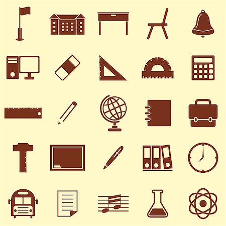 simsearch:400-08155384,k - School color icons on brown background, stock vector Stock Photo - Budget Royalty-Free & Subscription, Code: 400-07116367