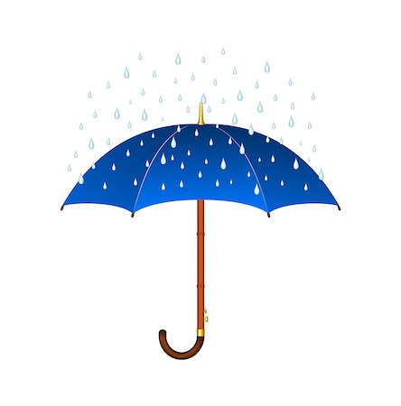 simsearch:400-04921907,k - Blue umbrella and rain on white background Stock Photo - Budget Royalty-Free & Subscription, Code: 400-07116608