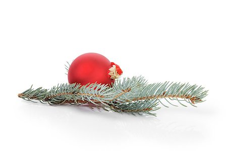 simsearch:400-07114074,k - blue spruce twig with christmas ball, isolated on white background Stock Photo - Budget Royalty-Free & Subscription, Code: 400-07116669