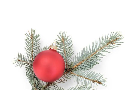 simsearch:400-07114074,k - blue spruce twig with christmas ball, isolated on white background Stock Photo - Budget Royalty-Free & Subscription, Code: 400-07116671