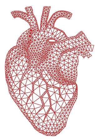 abstract red human heart with geometric mesh pattern, vector illustration Stock Photo - Budget Royalty-Free & Subscription, Code: 400-07116715