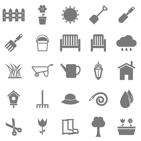 Gardening icons on white background, stock vector Stock Photo - Budget Royalty-Free & Subscription, Code: 400-07116745