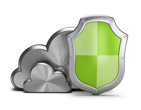 protect virus computer 3d - Shield protects the steel clouds. 3d image. White background. Stock Photo - Budget Royalty-Free & Subscription, Code: 400-07116830