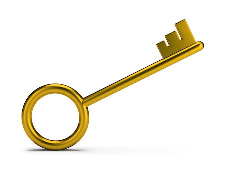 simsearch:400-05320318,k - Stylish gold key. 3d image. White background. Stock Photo - Budget Royalty-Free & Subscription, Code: 400-07116831