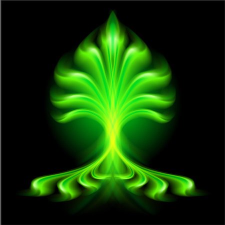 simsearch:400-07252708,k - Abstract green fire flower on black background. Foto de stock - Super Valor sin royalties y Suscripción, Código: 400-07116966