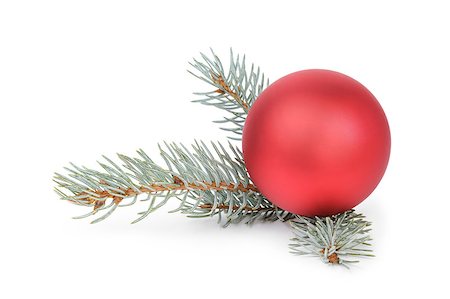 simsearch:400-07114074,k - blue spruce twig with christmas ball, isolated on white background Stock Photo - Budget Royalty-Free & Subscription, Code: 400-07116999