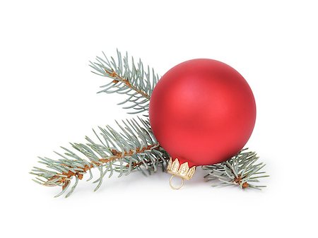 simsearch:400-07114074,k - blue spruce twig with christmas ball, isolated on white background Stock Photo - Budget Royalty-Free & Subscription, Code: 400-07117000