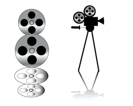 movie camera and film strip on white background Photographie de stock - Aubaine LD & Abonnement, Code: 400-07111351
