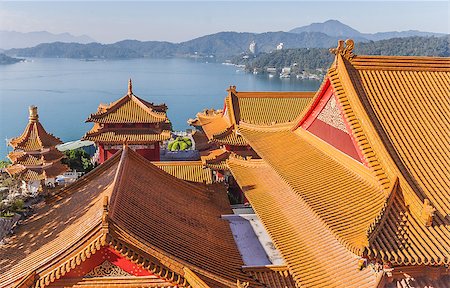 View from the top of the Wenwu temple at Sun Moon Lake, Taiwan Stock Photo - Budget Royalty-Free & Subscription, Code: 400-07111701