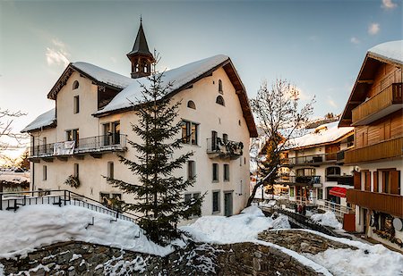 Village of Megeve in the Evening, French Alps, France Stock Photo - Budget Royalty-Free & Subscription, Code: 400-07111937