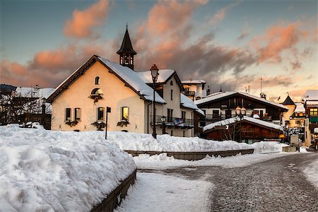 french alps lodges - Village of Megeve in the Evening, French Alps, France Stock Photo - Budget Royalty-Free & Subscription, Code: 400-07111938