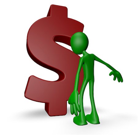 simsearch:400-06088629,k - green guy and dollar symbol - 3d illustration Stock Photo - Budget Royalty-Free & Subscription, Code: 400-07112677