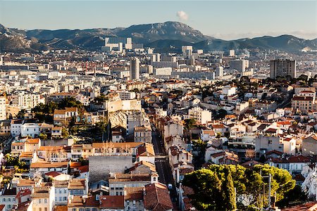 Aerial View of Marseille City and Mountains in Background, France Stock Photo - Budget Royalty-Free & Subscription, Code: 400-07112812