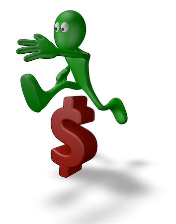 simsearch:400-06088629,k - green guy jumps over dollar symbol - 3d illustration Stock Photo - Budget Royalty-Free & Subscription, Code: 400-07112894