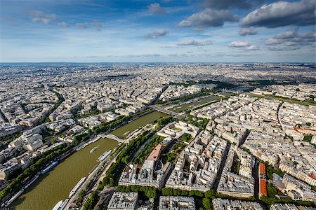 Aerial View on River Seine from the Eiffel Tower, Paris, France Photographie de stock - Aubaine LD & Abonnement, Code: 400-07113648