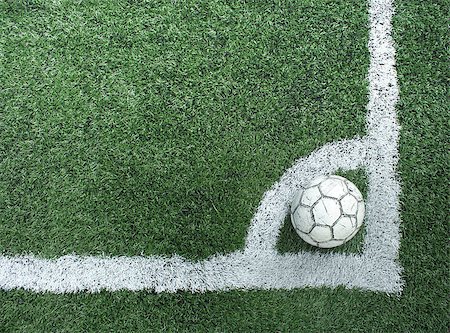 simsearch:400-05118067,k - Artificial grass soccer field and old football Stock Photo - Budget Royalty-Free & Subscription, Code: 400-07113686