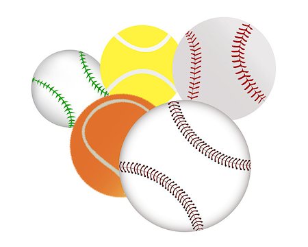 baseball and tennis balls on a white background Foto de stock - Royalty-Free Super Valor e Assinatura, Número: 400-07113825