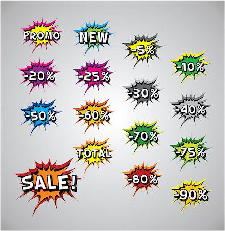 pomo - Comic book explosion buble - Sale, vector illustration, tag space Stock Photo - Budget Royalty-Free & Subscription, Code: 400-07113932