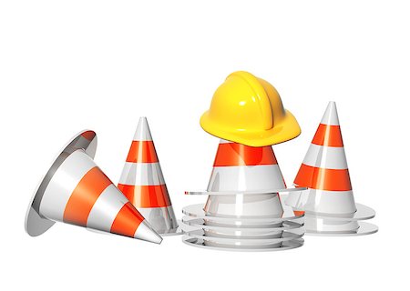 simsearch:400-07933124,k - 3d bright road cones and hat. Objects isolated oh white background Stock Photo - Budget Royalty-Free & Subscription, Code: 400-07124526
