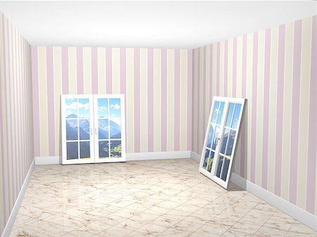 simsearch:400-04321239,k - Empty room with two new windows Photographie de stock - Aubaine LD & Abonnement, Code: 400-07124528