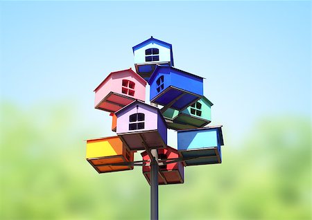 Colorful nesting boxes on blue sky Stock Photo - Budget Royalty-Free & Subscription, Code: 400-07124541