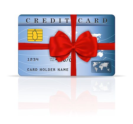 simsearch:400-07308715,k - Credit or debit card design with red ribbon and bow. Vector illustration Stock Photo - Budget Royalty-Free & Subscription, Code: 400-07124557