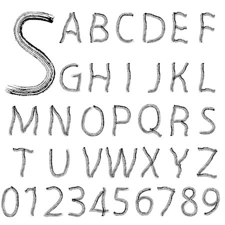 simsearch:400-04273326,k - Hand drawing alphabet vector illustration set in black ink Foto de stock - Super Valor sin royalties y Suscripción, Código: 400-07124661