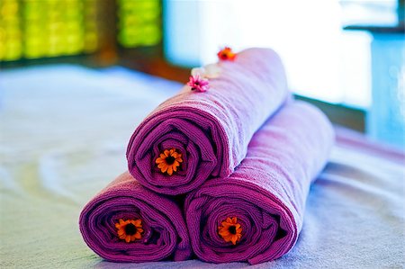 spa background - Towels on the bed in a spa decorative decorated. Stock Photo - Budget Royalty-Free & Subscription, Code: 400-07124745