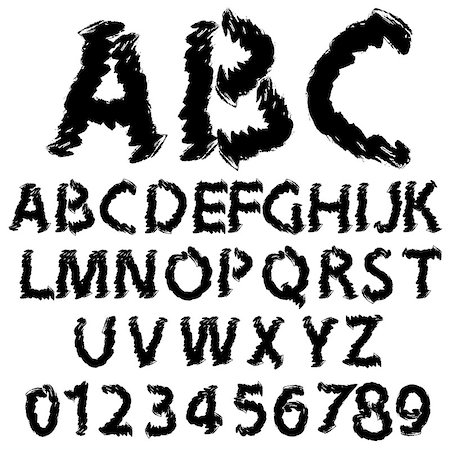 simsearch:400-04311628,k - Hand drawing alphabet vector illustration set in black ink Foto de stock - Royalty-Free Super Valor e Assinatura, Número: 400-07125022