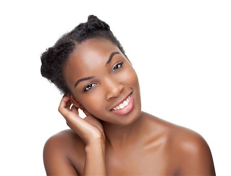 Smiling black beauty on white background Photographie de stock - Aubaine LD & Abonnement, Code: 400-07125164