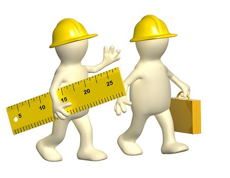 simsearch:400-07304331,k - Two builders with ruler. Isolated on white background Stock Photo - Budget Royalty-Free & Subscription, Code: 400-07125496