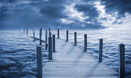 A bridge in the sky, that leads down into the clouds. Stockbilder - Microstock & Abonnement, Bildnummer: 400-07125665