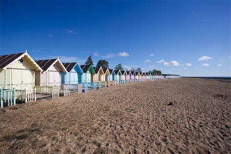 simsearch:400-06638821,k - Colourful beach huts at West Mersea, Essex, England Stock Photo - Budget Royalty-Free & Subscription, Code: 400-07125707