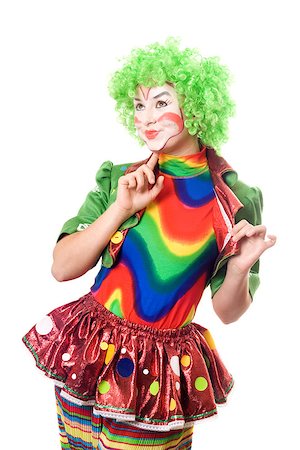 simsearch:400-04408991,k - Portrait of expressive female clown. Isolated on white background Foto de stock - Super Valor sin royalties y Suscripción, Código: 400-07123337