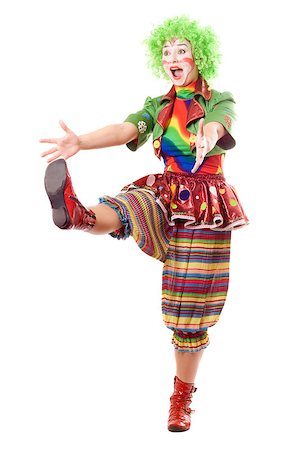 simsearch:400-04408991,k - Funny posing female clown. Isolated on white Foto de stock - Super Valor sin royalties y Suscripción, Código: 400-07123338