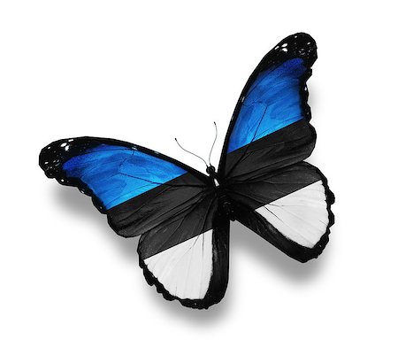 Estonian flag butterfly, isolated on white Stock Photo - Budget Royalty-Free & Subscription, Code: 400-07123905