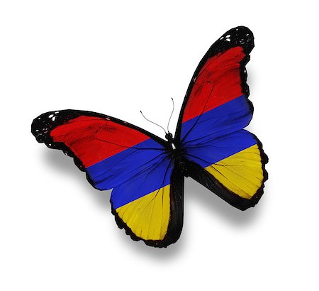 Armenian flag butterfly, isolated on white Stock Photo - Budget Royalty-Free & Subscription, Code: 400-07123903