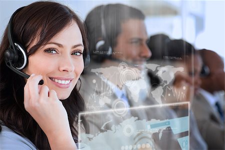 simsearch:400-07138128,k - Smiling businesswoman using futuristic interface hologram in bright office Stock Photo - Budget Royalty-Free & Subscription, Code: 400-07138102