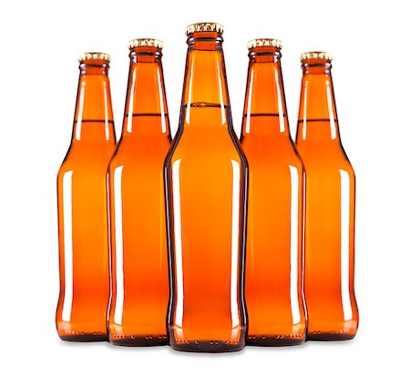 simsearch:400-07165373,k - Agroup of five beer bottles in a diamond formation. Fotografie stock - Microstock e Abbonamento, Codice: 400-07165350