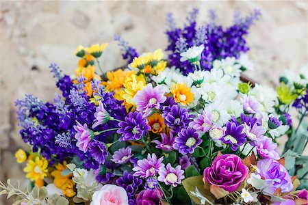 Colorful bouquets from different kinds of flowers Stockbilder - Microstock & Abonnement, Bildnummer: 400-07165865
