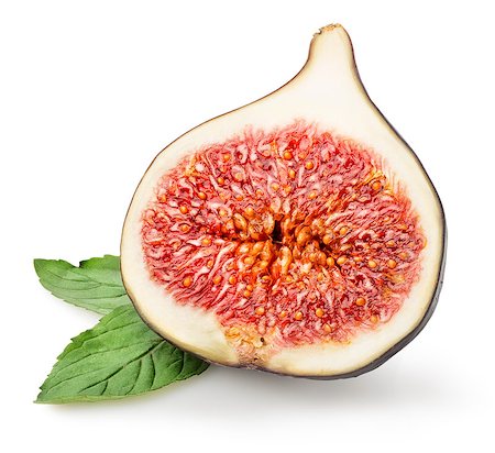 simsearch:400-07506471,k - Sliced figs with green leaf isolated on white Foto de stock - Royalty-Free Super Valor e Assinatura, Número: 400-07166274