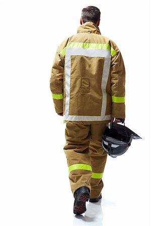 simsearch:640-01358080,k - Fireman in uniform on a white background Stock Photo - Budget Royalty-Free & Subscription, Code: 400-07166347