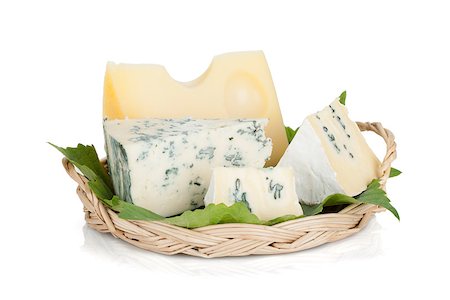 simsearch:400-06919923,k - Various types of cheeses. Isolated on a white background. Stockbilder - Microstock & Abonnement, Bildnummer: 400-07166548