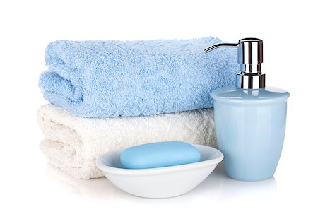 simsearch:400-04789848,k - Soap and two towels. Isolated on white background Stock Photo - Budget Royalty-Free & Subscription, Code: 400-07166577