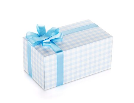 simsearch:400-04805110,k - Blue gift box with ribbon and bow. Isolated on white background Stock Photo - Budget Royalty-Free & Subscription, Code: 400-07166607